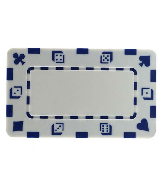 Rectangle Poker Chip with Card Symbols - White